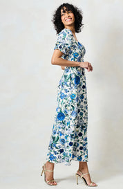 The Debora Puff Sleeve Sweatheart Neckline Midi Dress