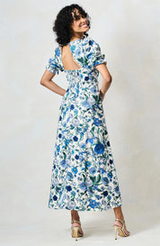 The Debora Puff Sleeve Sweatheart Neckline Midi Dress