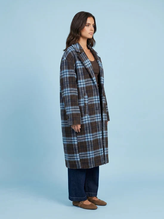 Palma Blue and Brown Check Coat