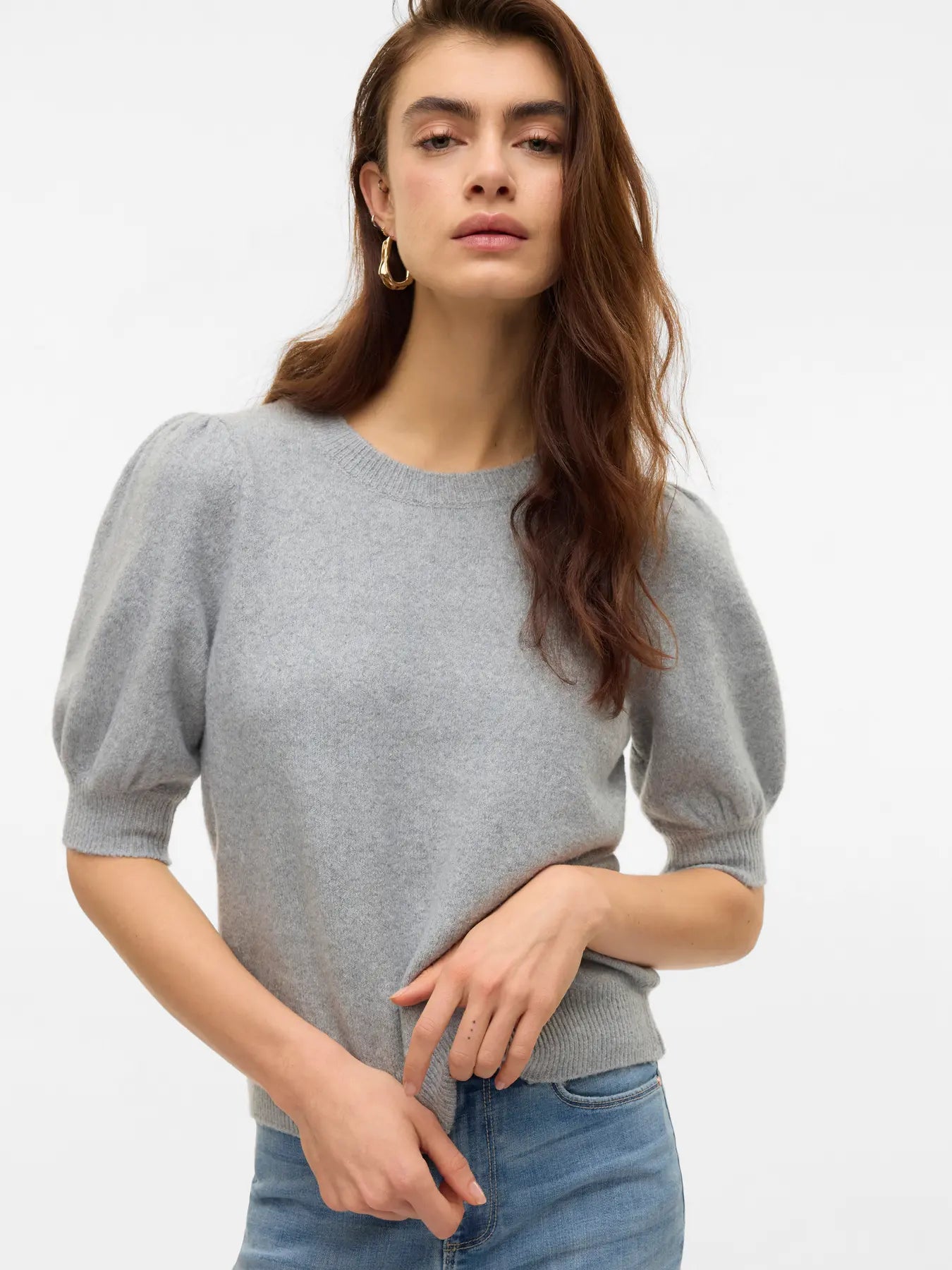 Doffy Grey Short Sleeve Knit