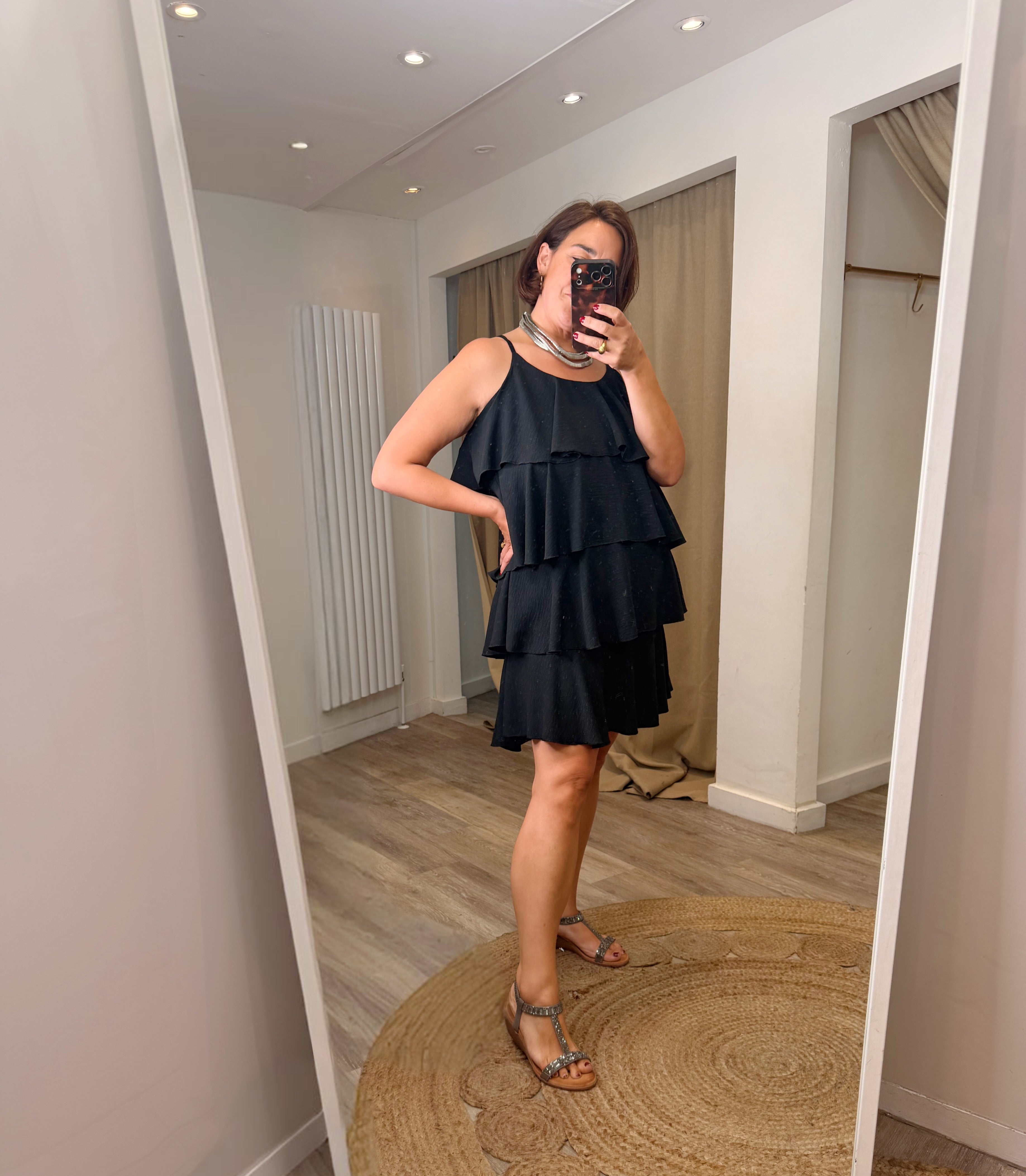 Sophie Black Ruffle Dress