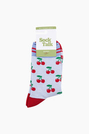 Cherry Striped Bamboo Socks in Blue