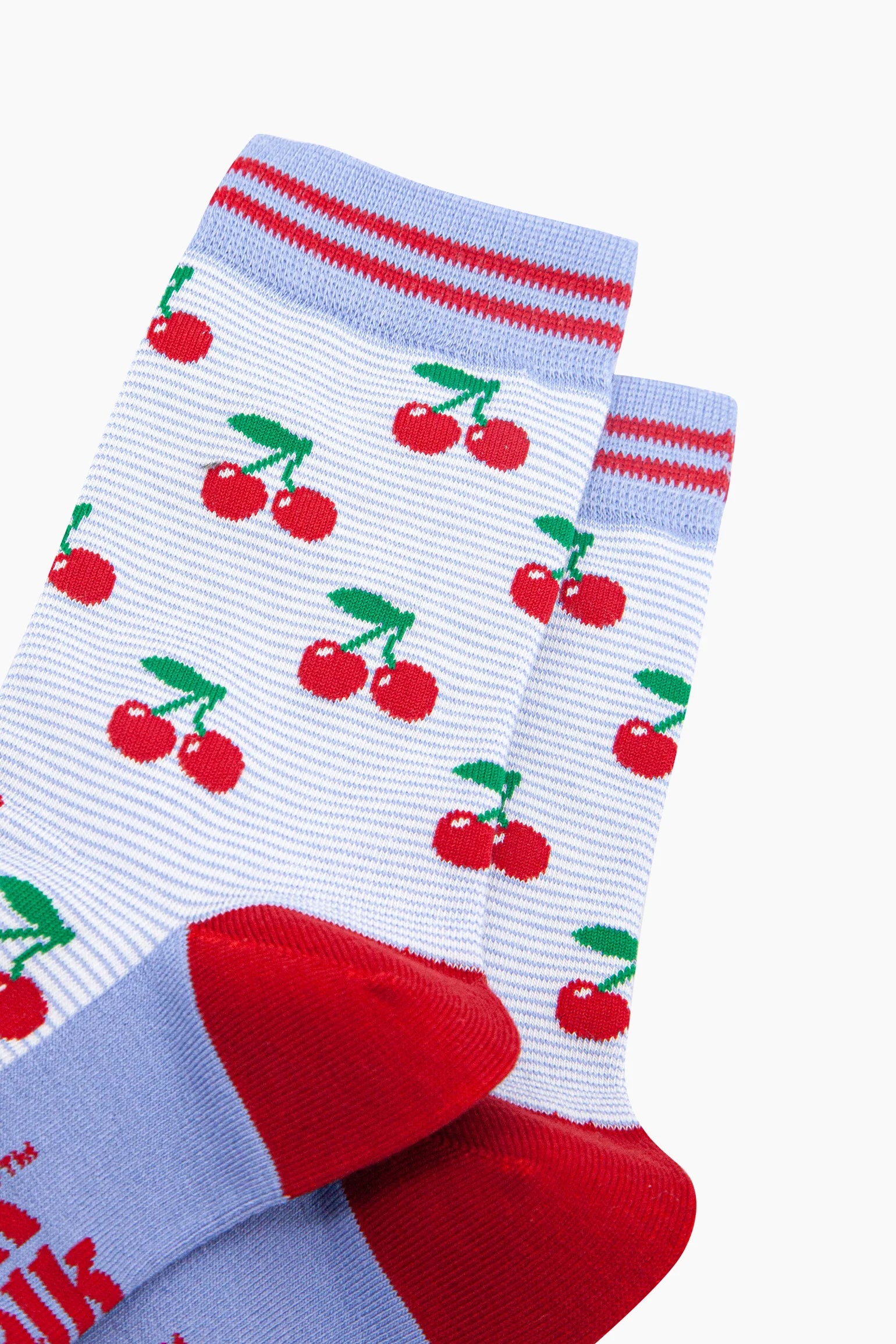 Cherry Striped Bamboo Socks in Blue