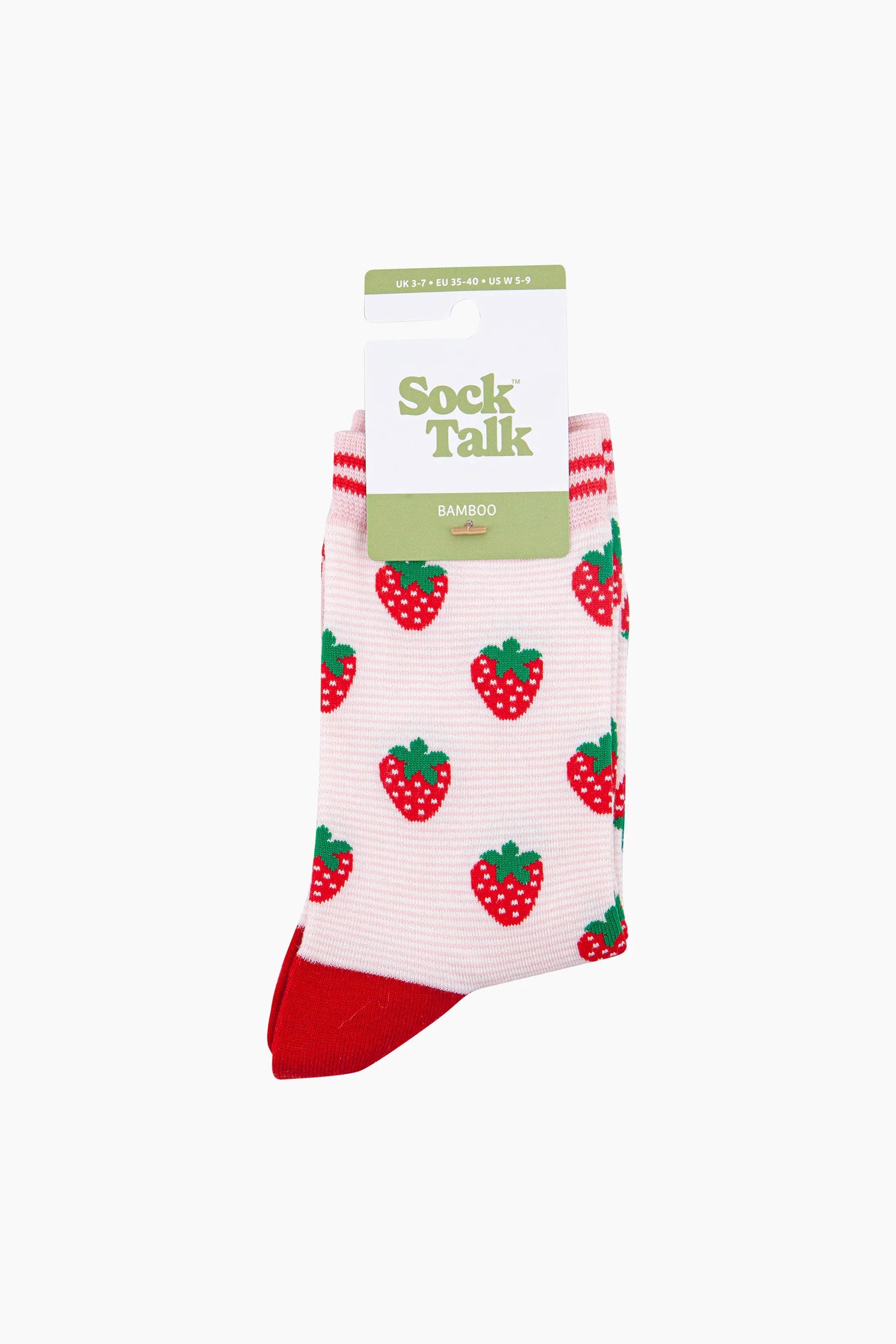 Strawberries Bamboo Socks in Light Pink