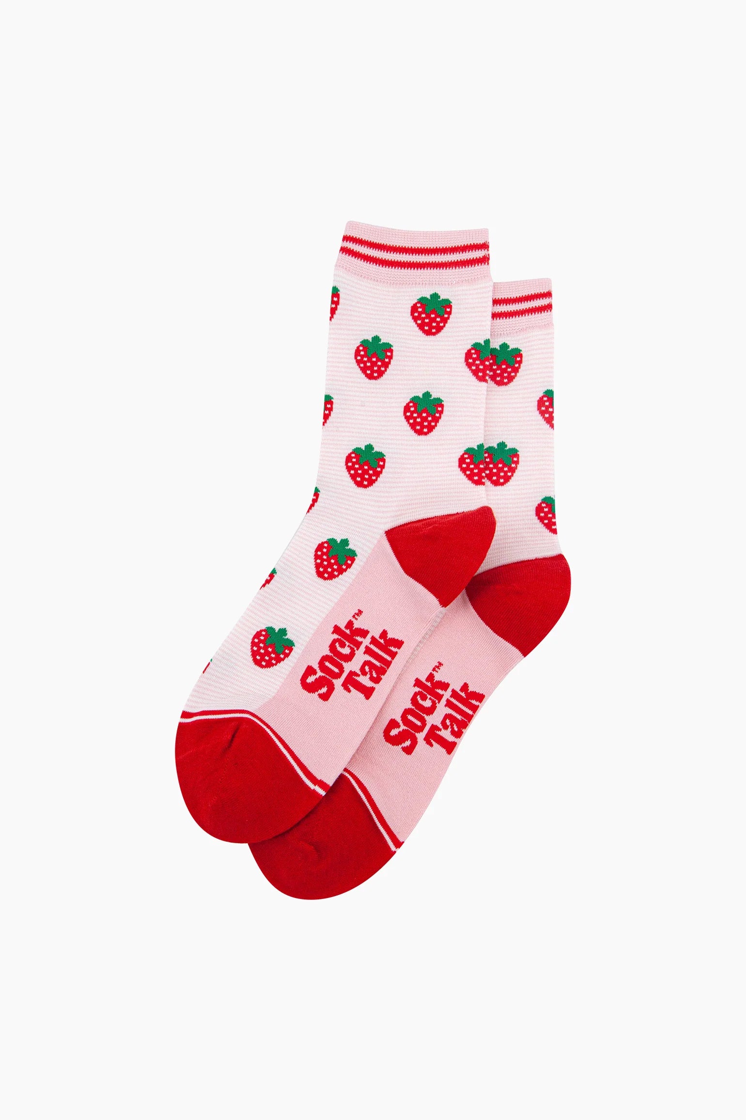 Strawberries Bamboo Socks in Light Pink