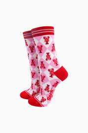 Lobster Checkerboard Bamboo Socks in Pink