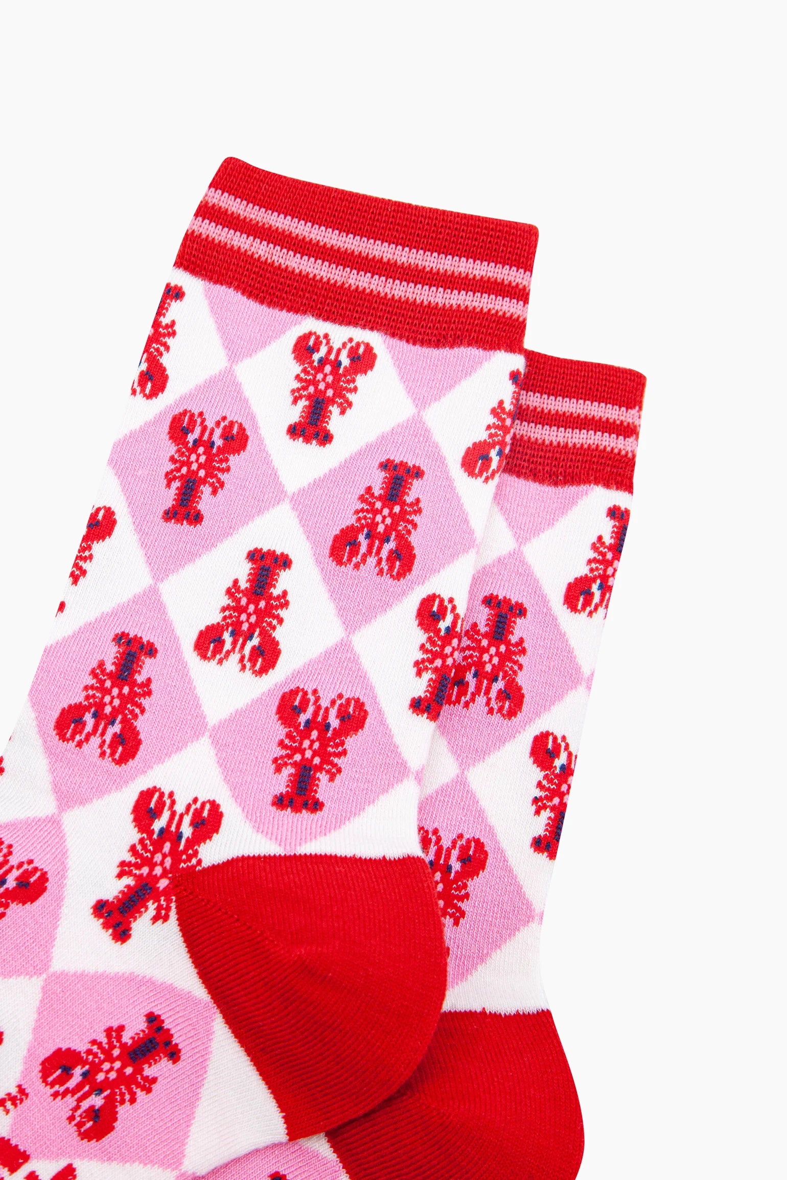 Lobster Checkerboard Bamboo Socks in Pink