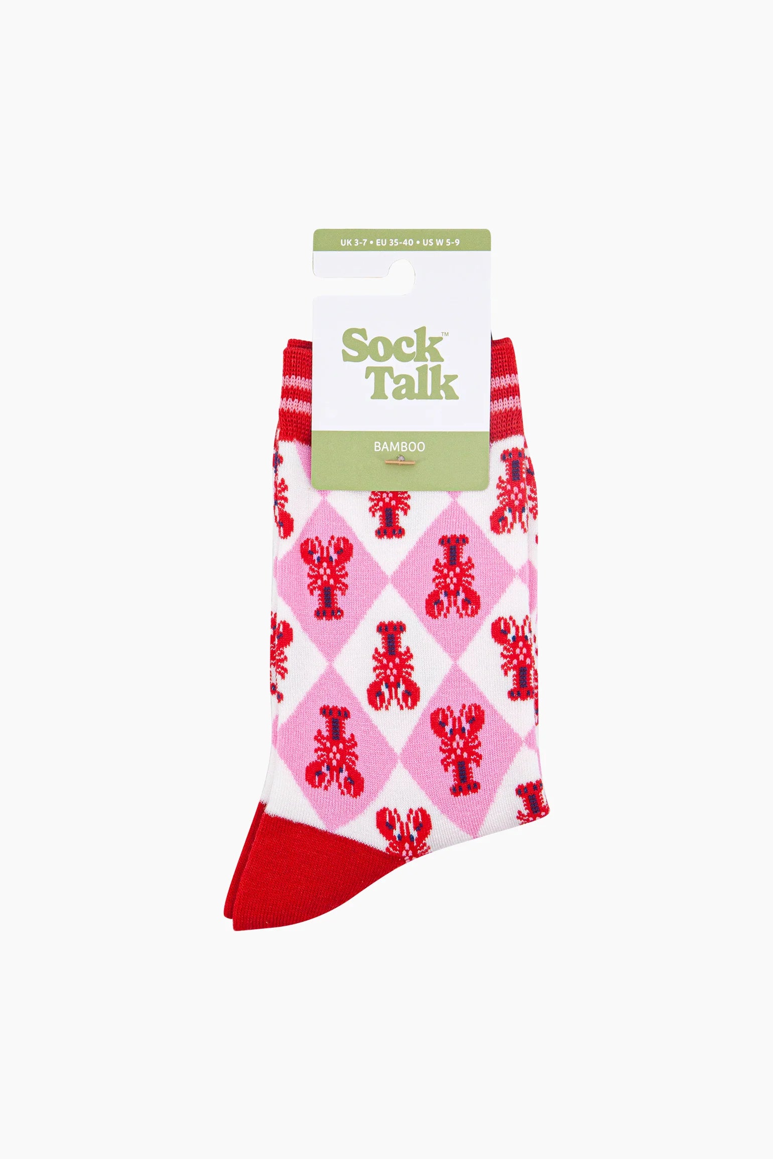 Lobster Checkerboard Bamboo Socks in Pink