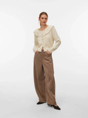 Puff Ruffle Collar Cardigan