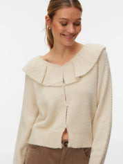 Puff Ruffle Collar Cardigan