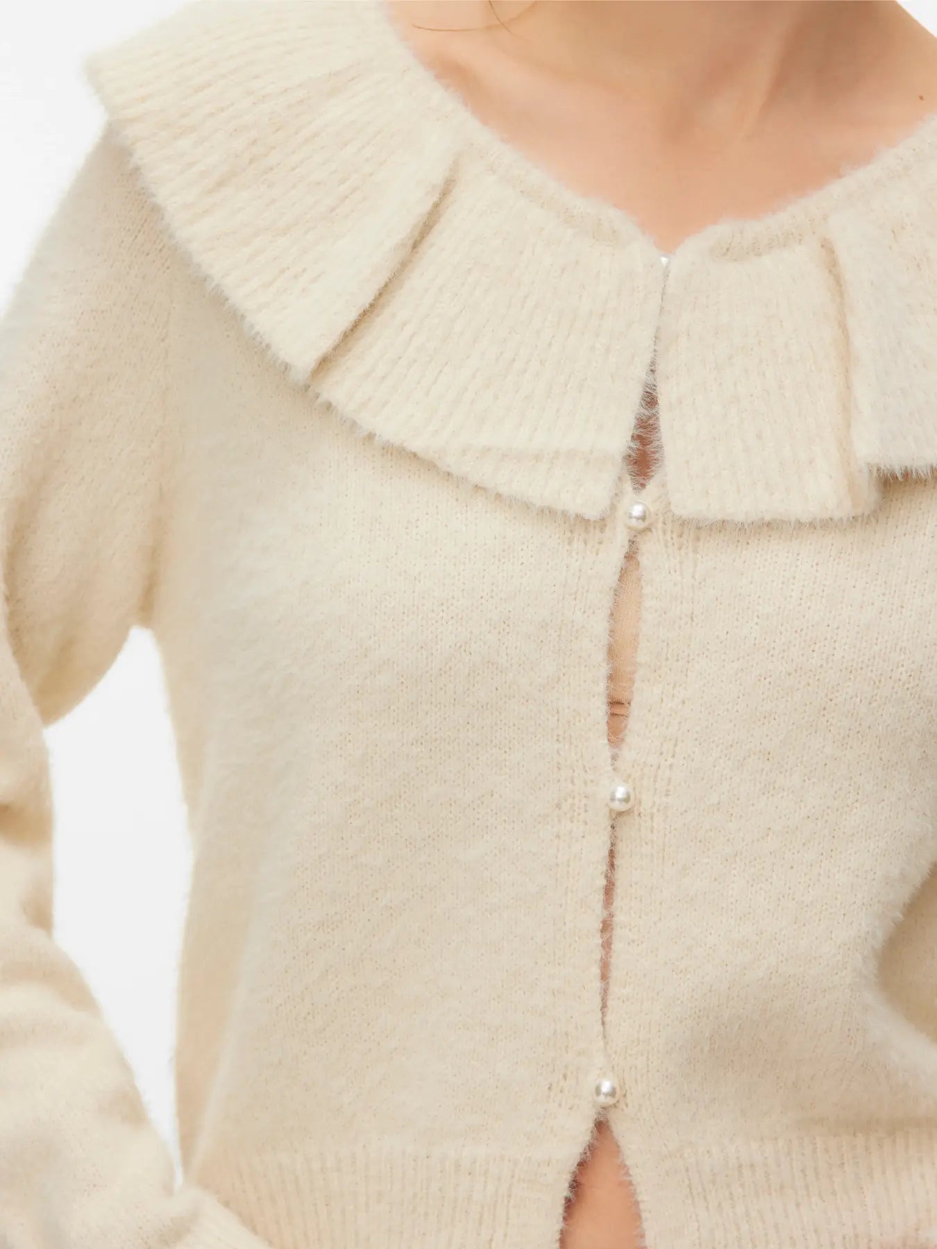 Puff Ruffle Collar Cardigan