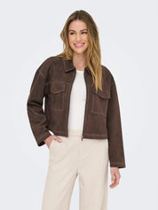 Only Stina Brown Faux Suede Jacket