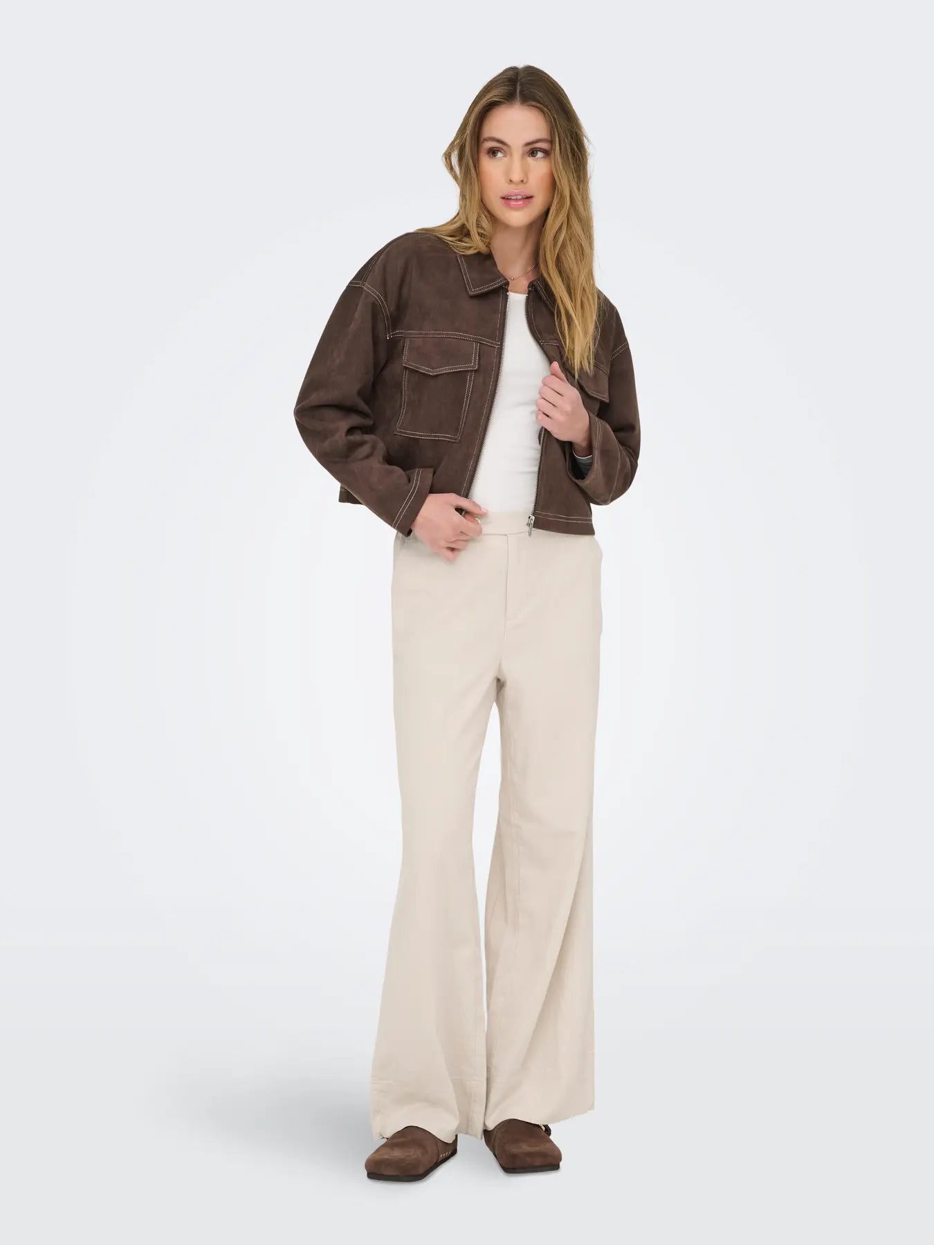 Only Stina Brown Faux Suede Jacket