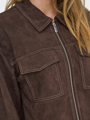 Only Stina Brown Faux Suede Jacket