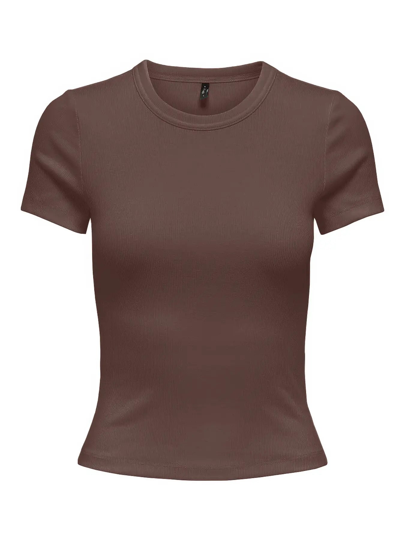 Val Brown Fitted Ribbed T-Shirt