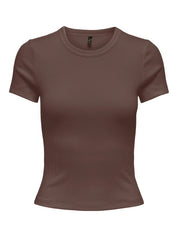 Val Brown Fitted Ribbed T-Shirt
