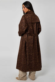 Jada Leopard Faux Suede Trench Coat