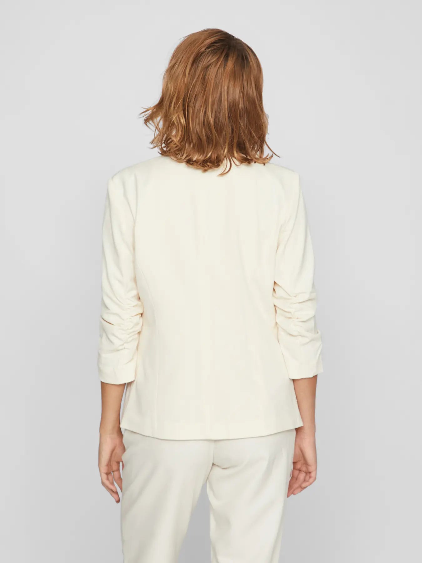 Her Blazer with Ruched Sleeves Cream