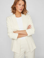 Her Blazer with Ruched Sleeves Cream