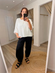 Nina Washed Linen Cargo Barrel Leg Trousers