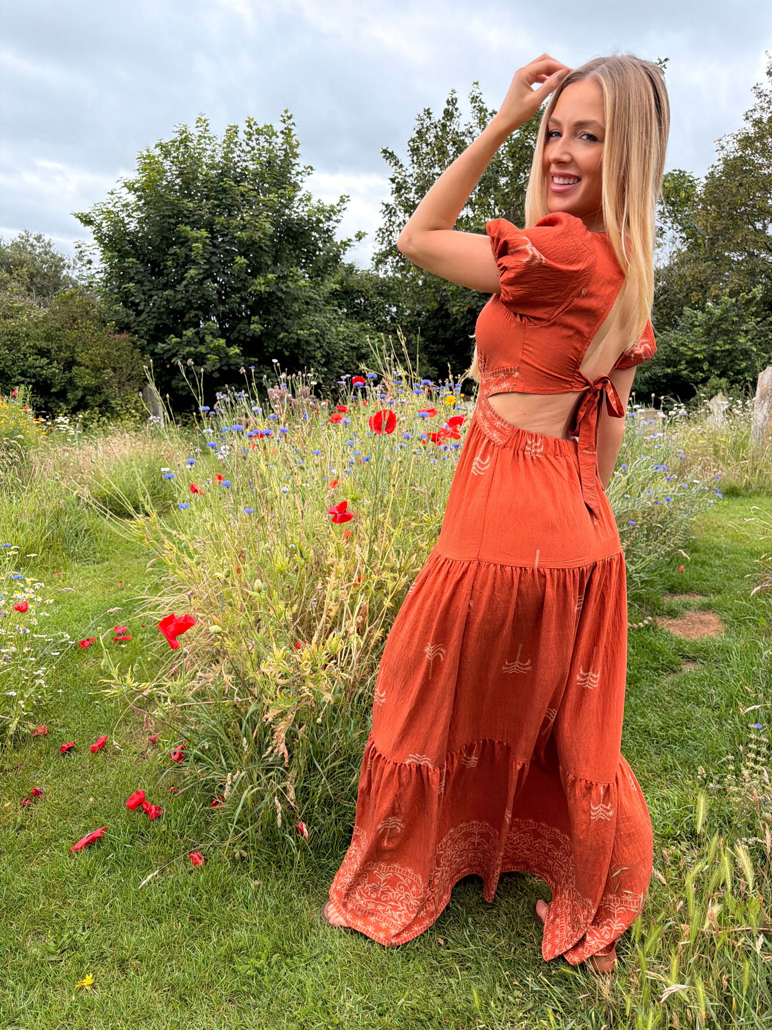 Romii V-neck Tie back Maxi Dress