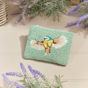 Beaded Blue Tit Cotton Coin Purse