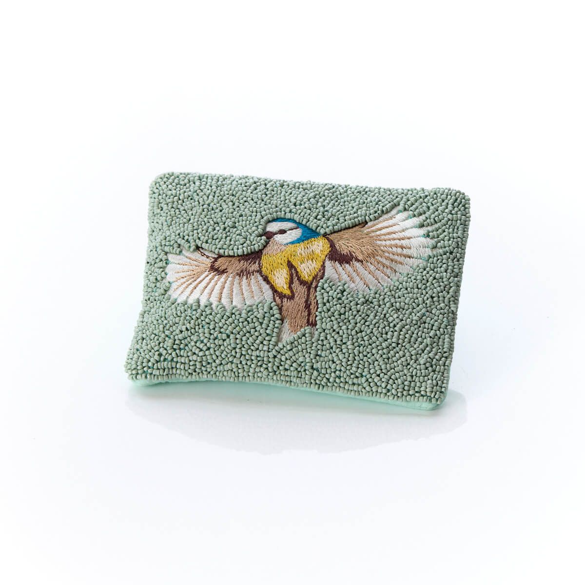 Beaded Blue Tit Cotton Coin Purse