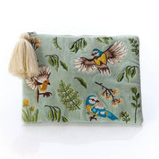 Bird Velvet Embroidered Purse Pouch