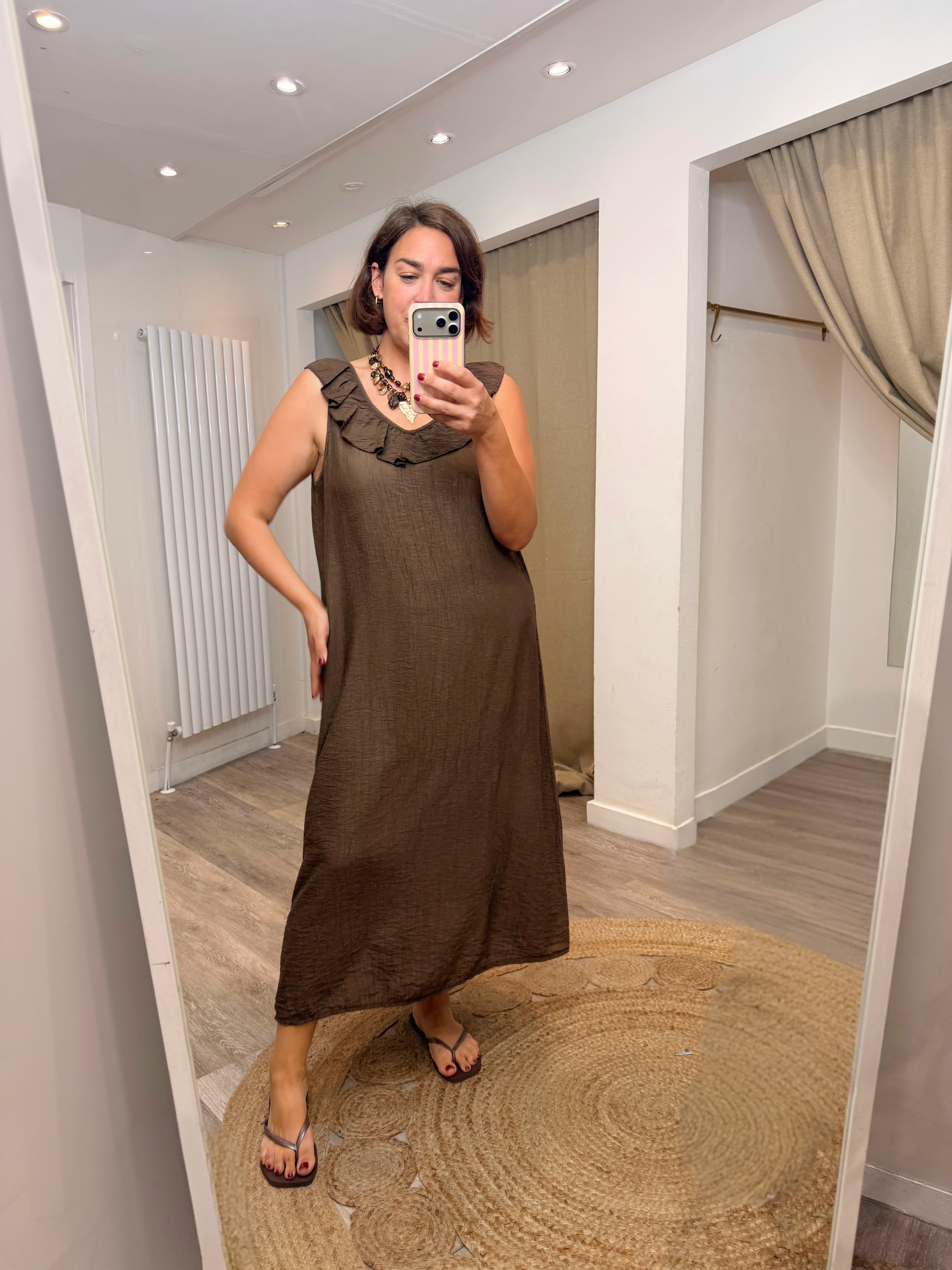 Lily V Neck Frill Midi Dress - 4 colours