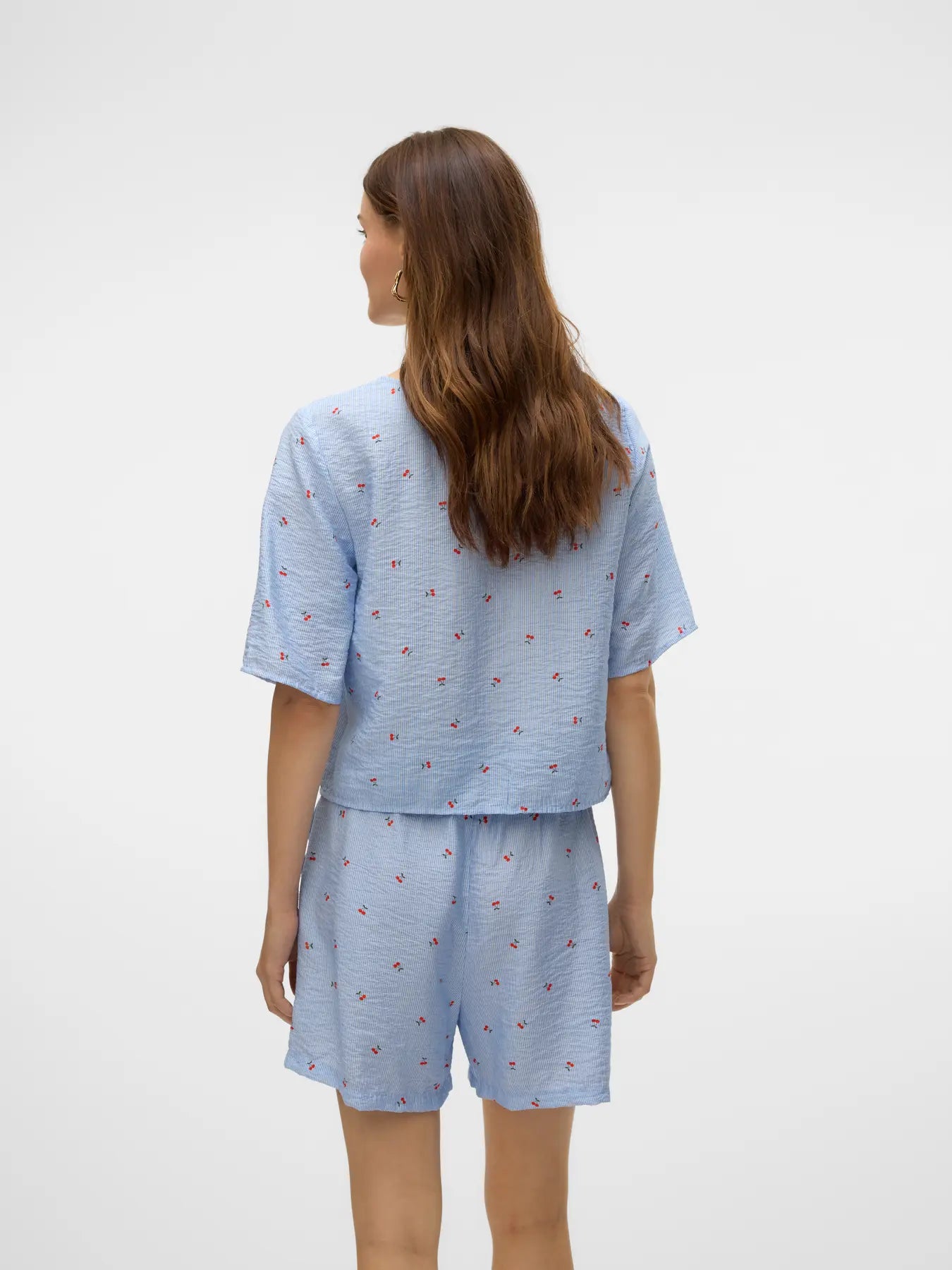 Odette Blue Cherry Tie Top