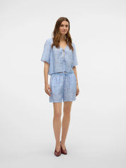 Odette Blue Cherry Tie Top
