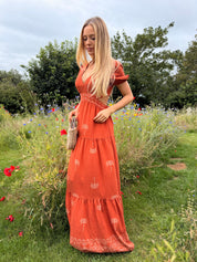 Romii V-neck Tie back Maxi Dress