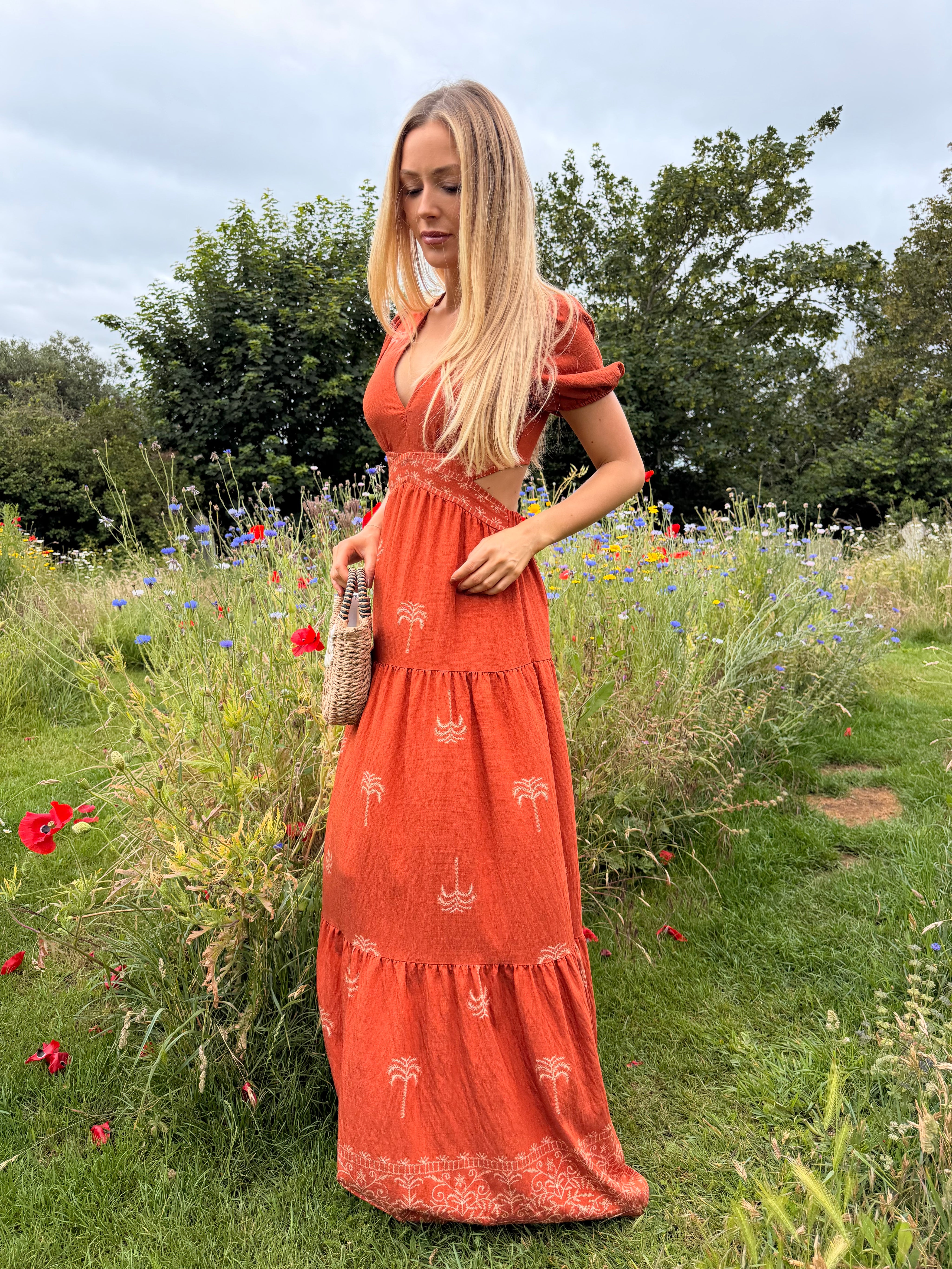 Romii V-neck Tie back Maxi Dress