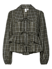 Cinna Green Checked Tie Blouse