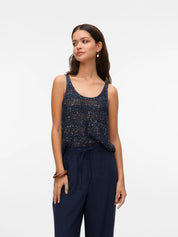 Leilani Stripe Navy Sequin Knit Vest