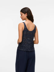 Leilani Stripe Navy Sequin Knit Vest