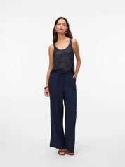 Leilani Stripe Navy Sequin Knit Vest