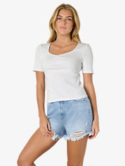 Maya Square Neck White Top