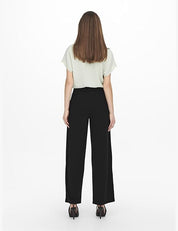 Geggo Button Black Wide Leg Trousers