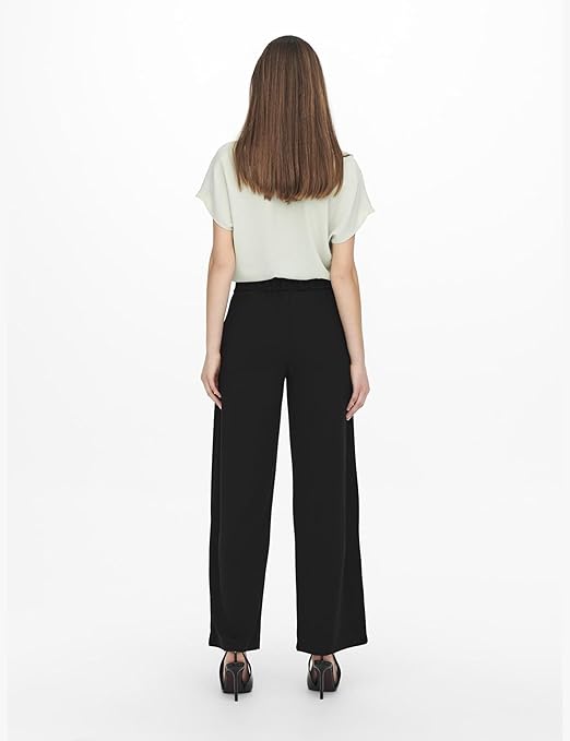 Geggo Button Black Wide Leg Trousers