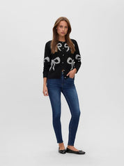 Sparkle Festive Bow Detail Cardigan Black