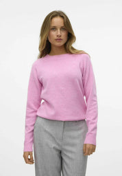 Doffy O-Neck Long Sleeve Pullover Pink