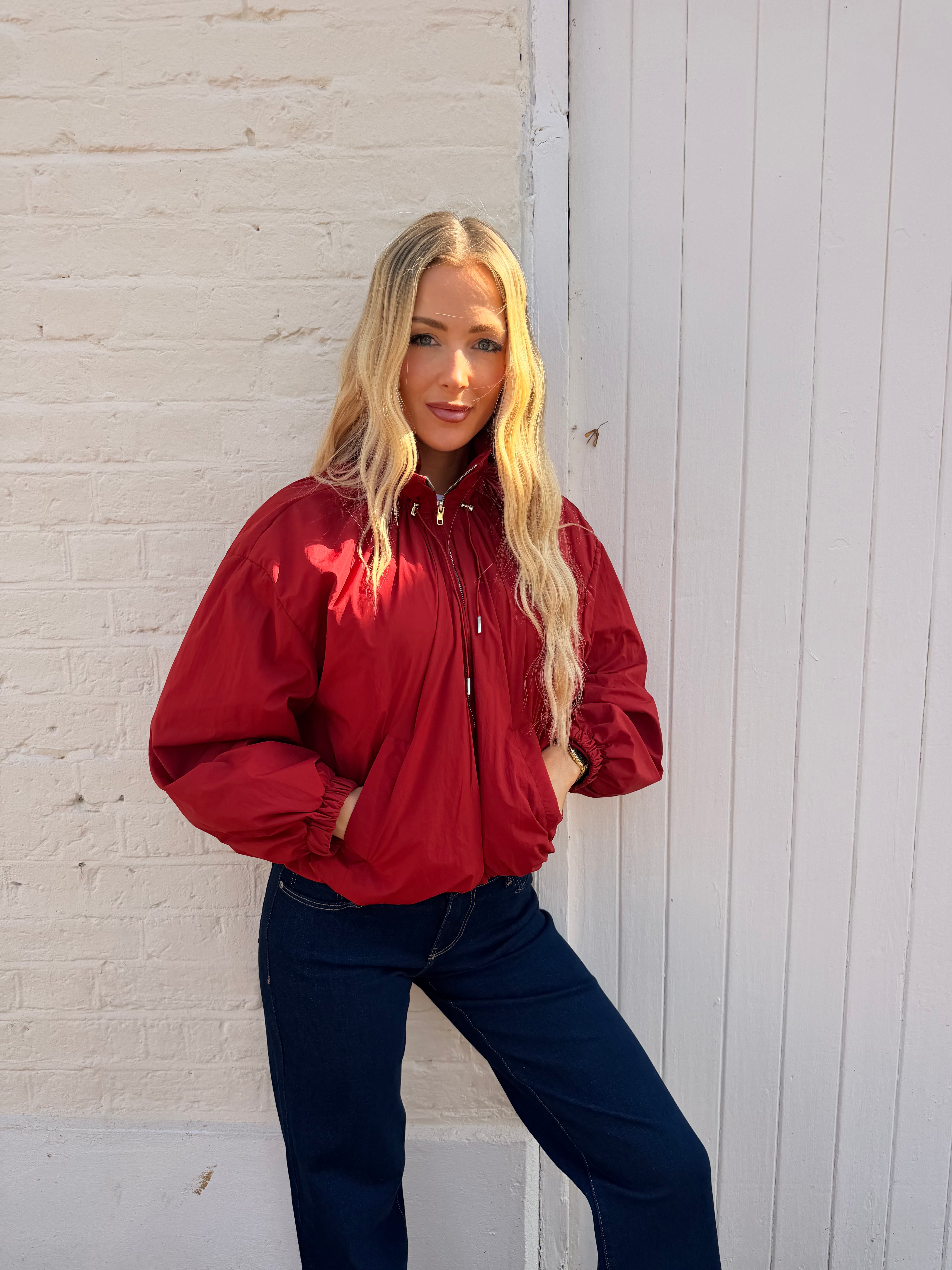 Lily Red Bomber Jacket