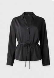 Aria V-neck Waisted Blouse Black