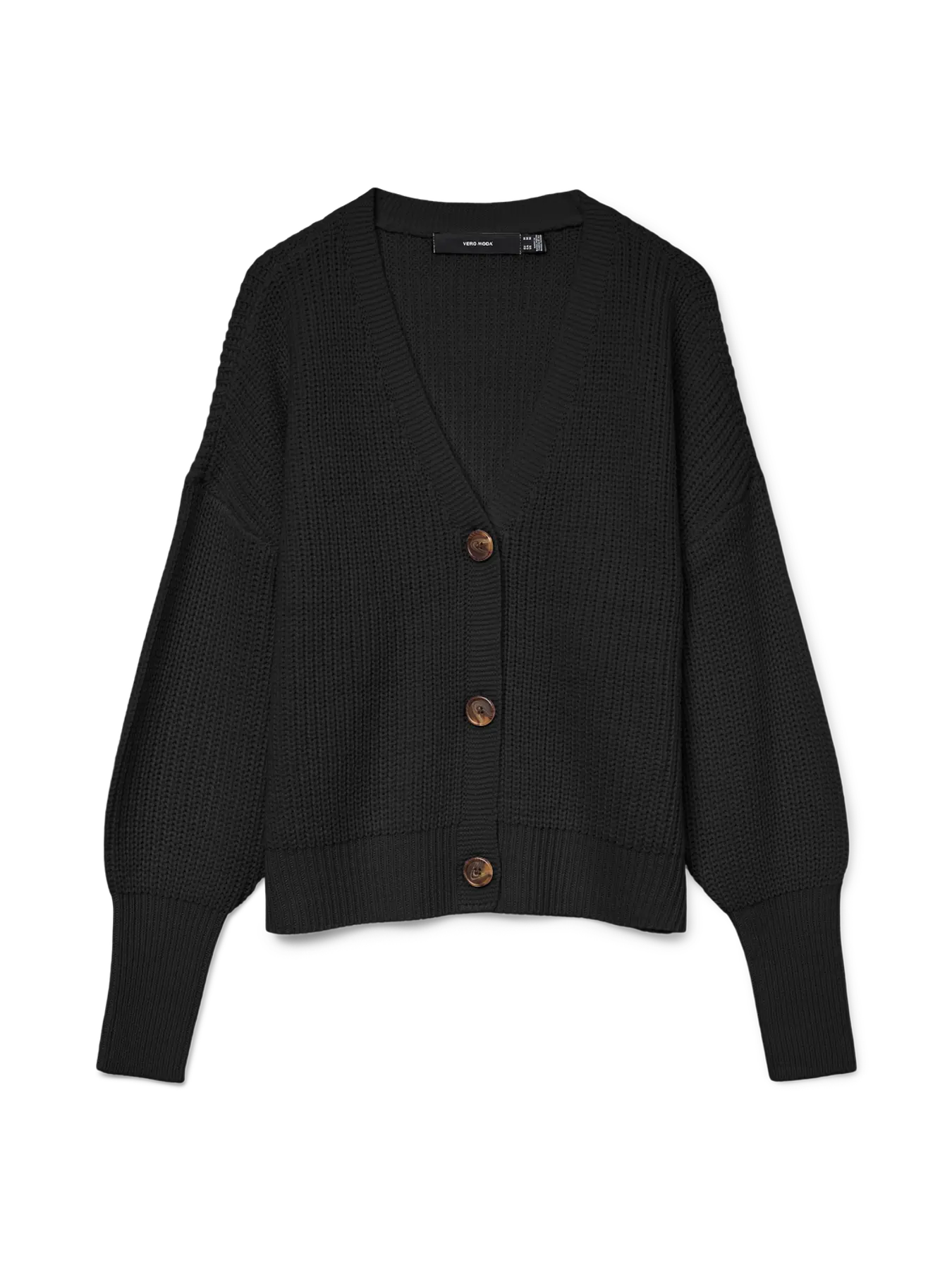 Lea Black V-neck Cuff Cardigan