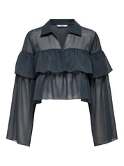Suzzi Black Frill Blouse Top