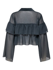 Suzzi Black Frill Blouse Top