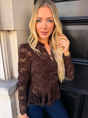 Alyson Lace Maderin Top Brown