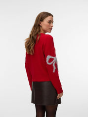 Sparkle Festive Bow Detail Cardigan Red