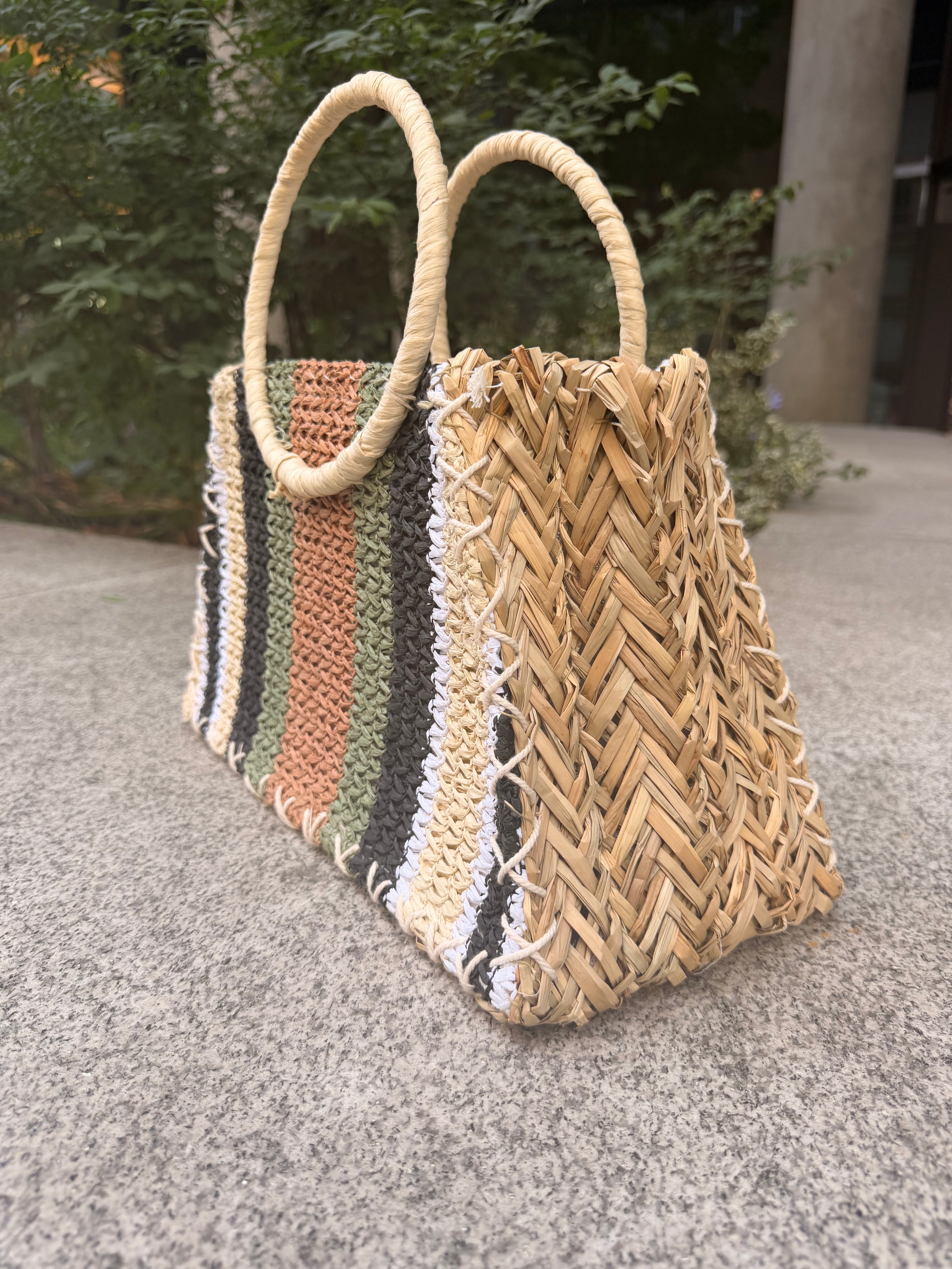 Wren Stripe Straw Bag